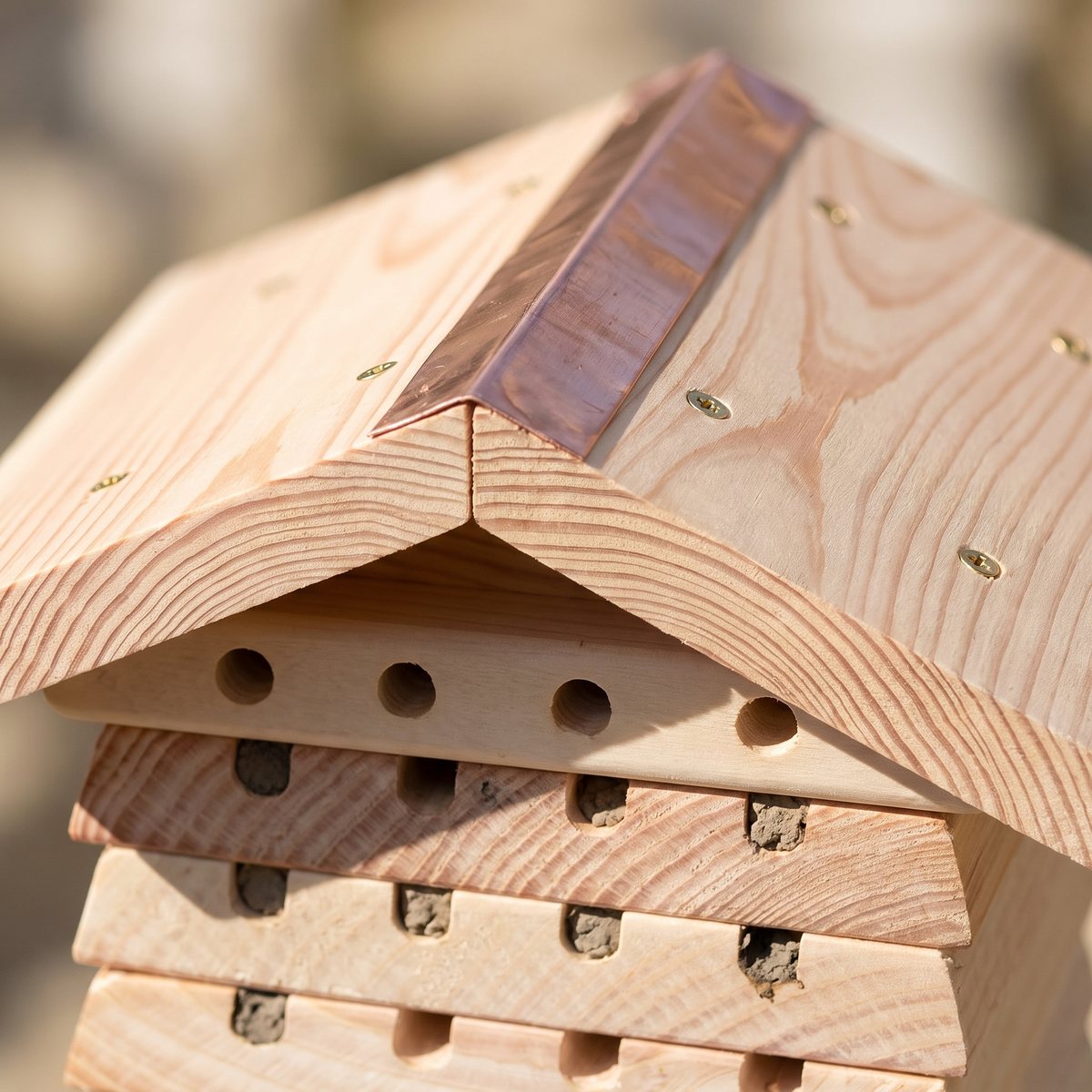 Cedar roof with hand-folded copper ridge