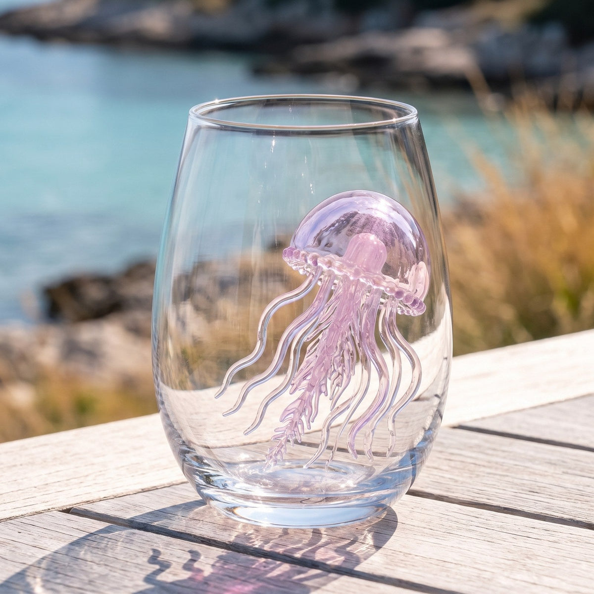 Close-up of the moon jellyfish glass