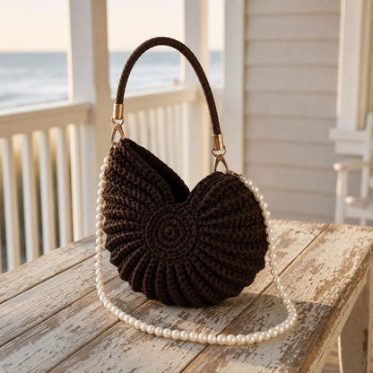 Sand Brown hand-woven shell handbag