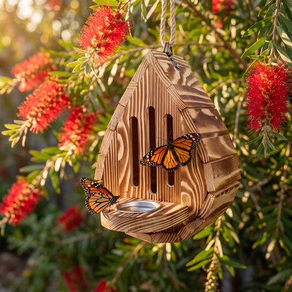 Wanderer butterflies using the house and the puddler dish