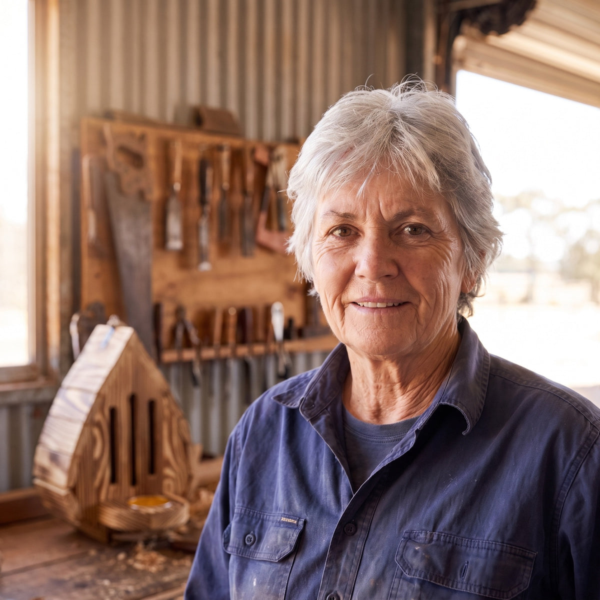 Bev Carmody, maker of the butterfly houses