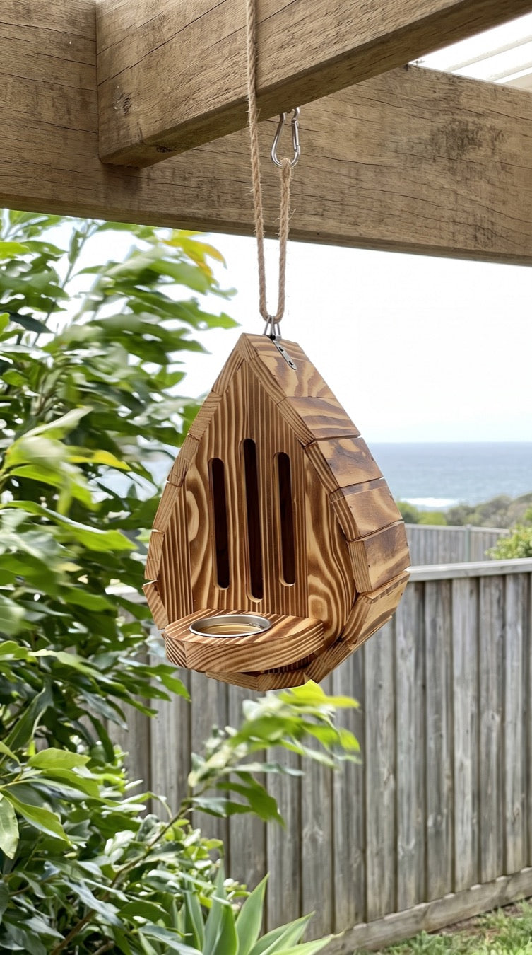 Hanging dead still on a windy coastal backyard