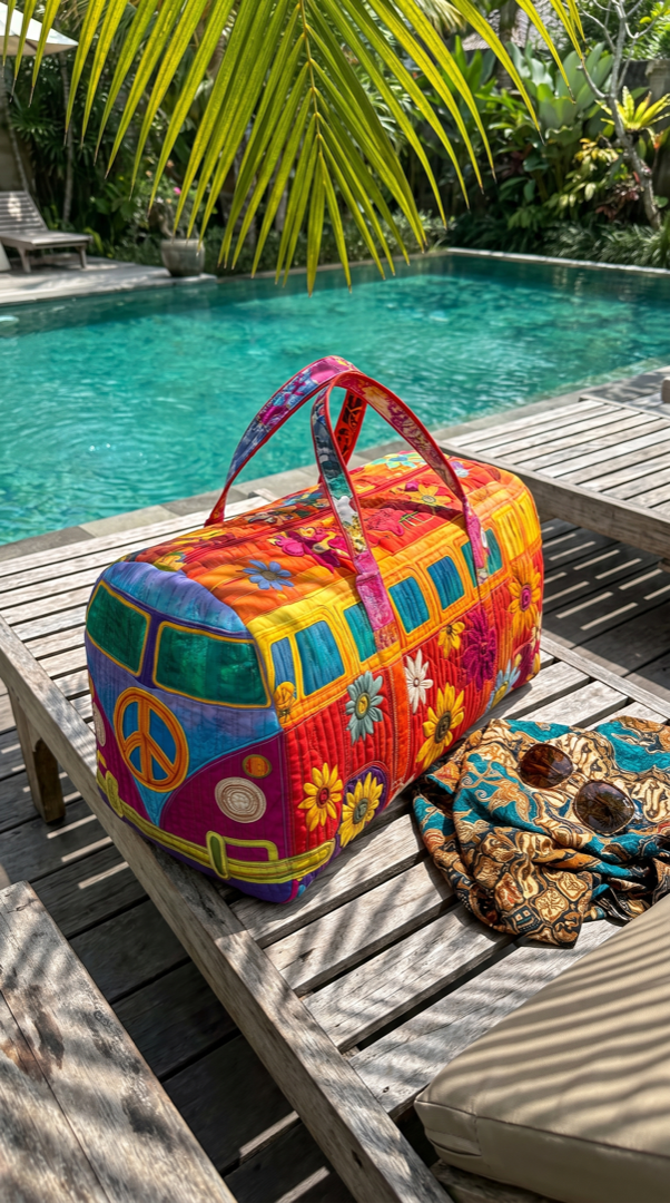 Kombi weekender on a pool lounger in Bali