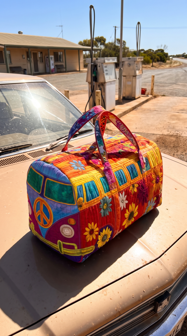 Kombi weekender on a car bonnet at an outback roadhouse