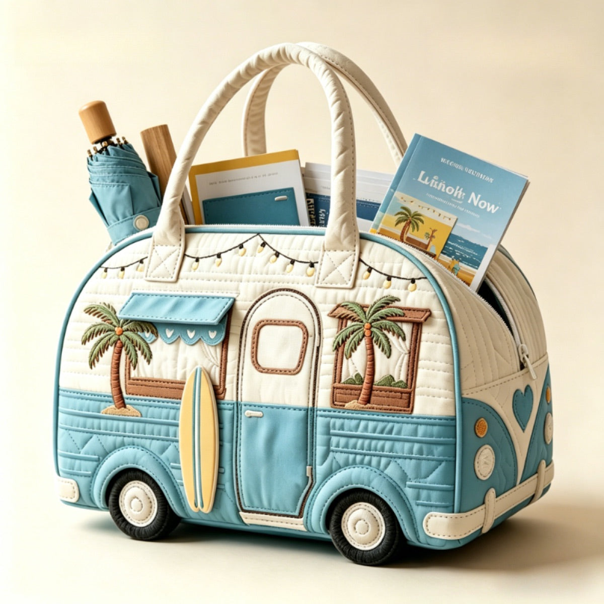 Coastal Surfer Camper hand-quilted Kombi weekender