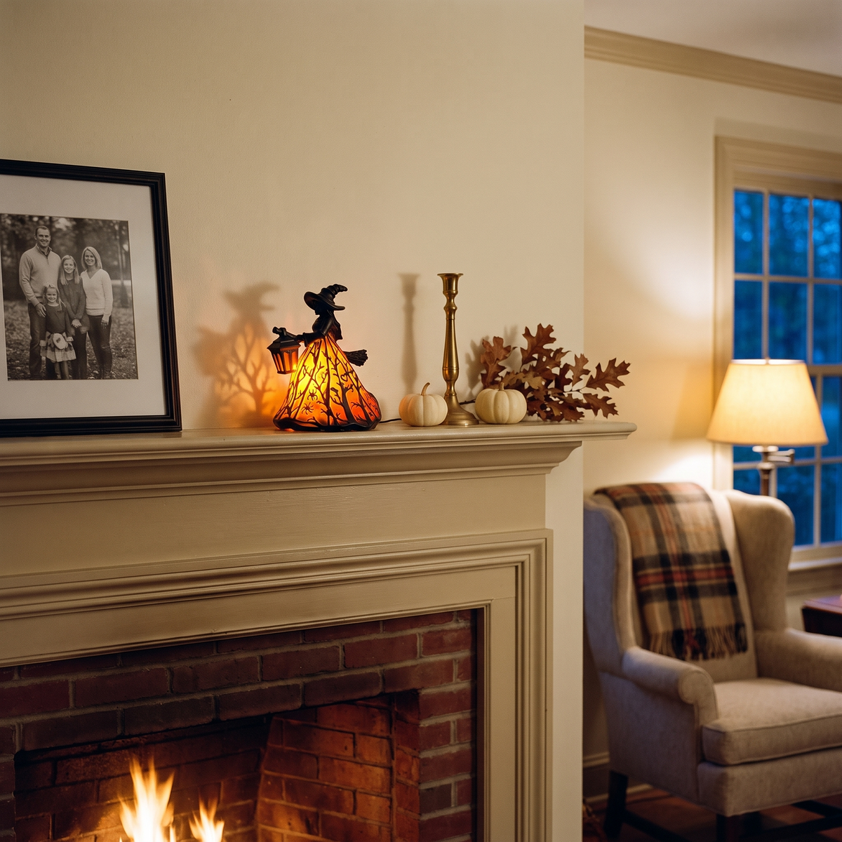 Margie's Handmade Halloween Witch Lamp