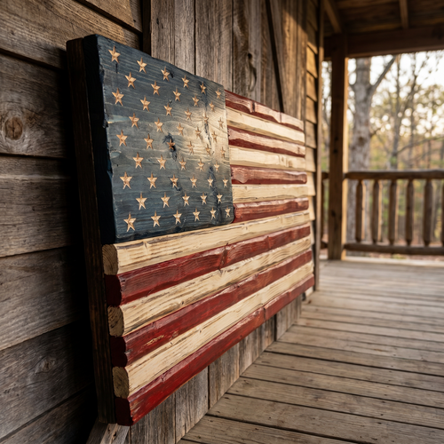 Earl's Hand-Carved USA Flag
