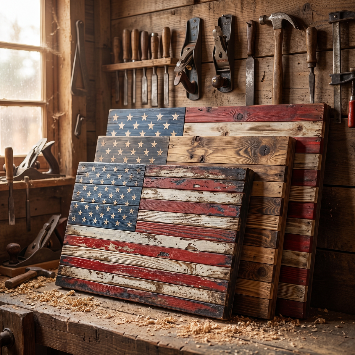 Earl's Hand-Carved USA Flag