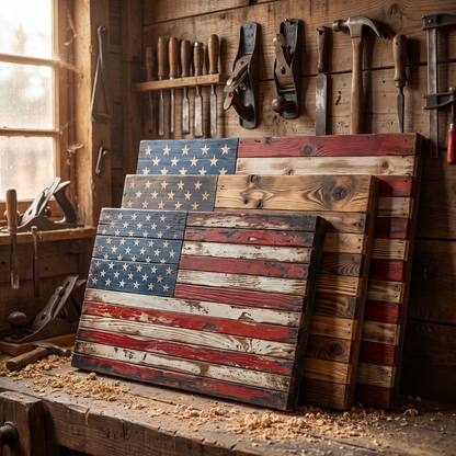 Earl's Hand-Carved USA Flag