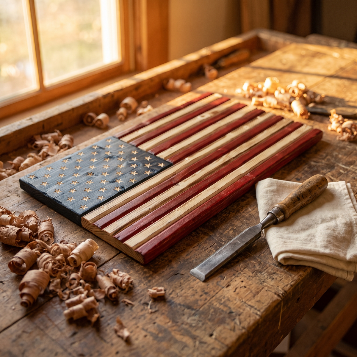 Earl's Hand-Carved USA Flag