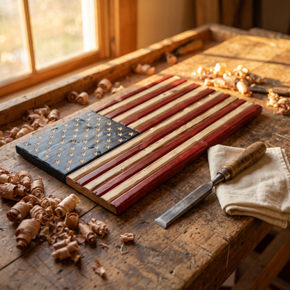 Earl's Hand-Carved USA Flag
