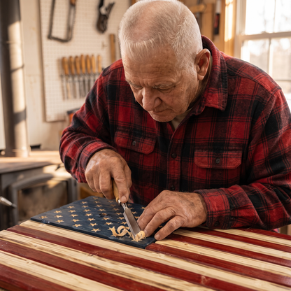 Earl's Hand-Carved USA Flag