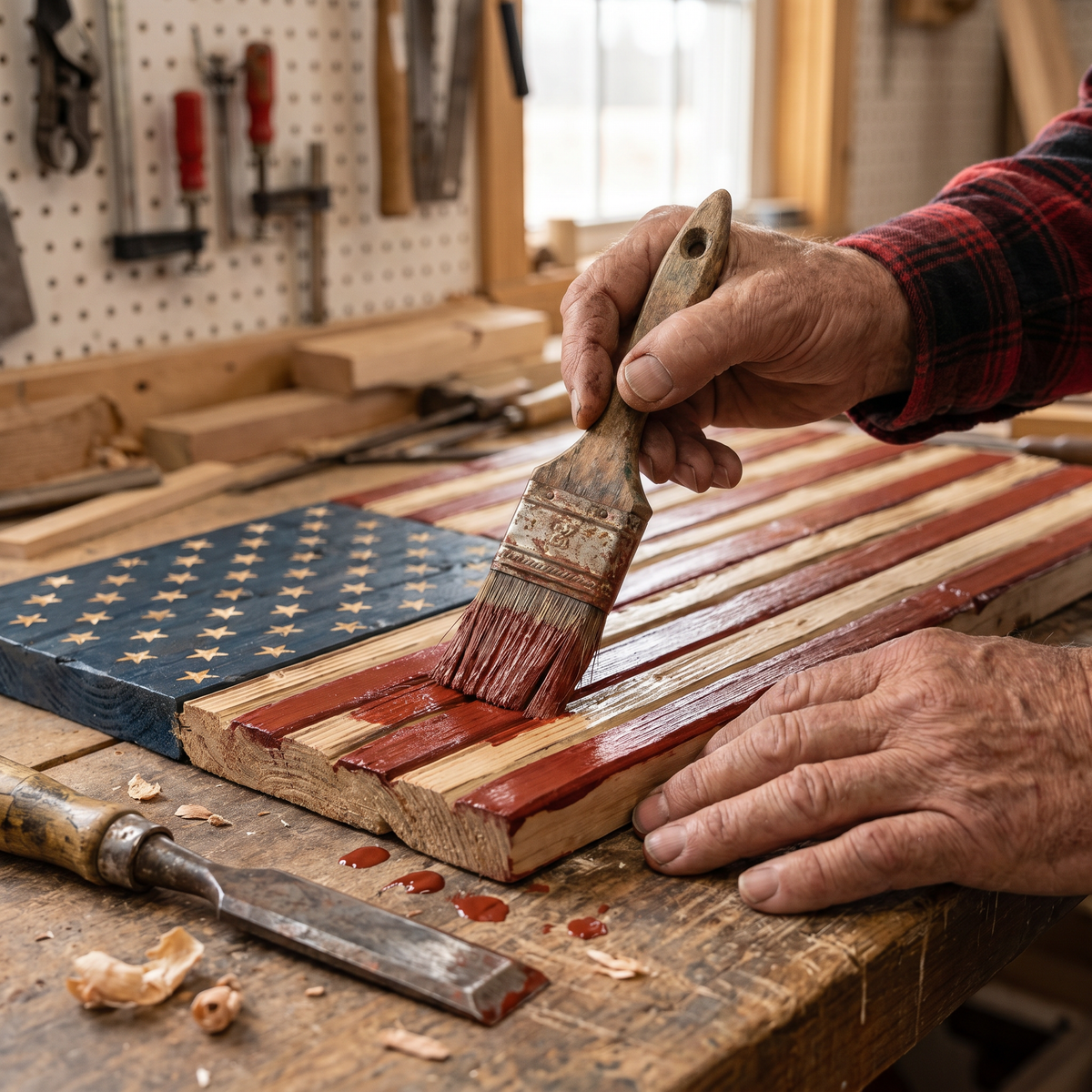 Earl's Hand-Carved USA Flag