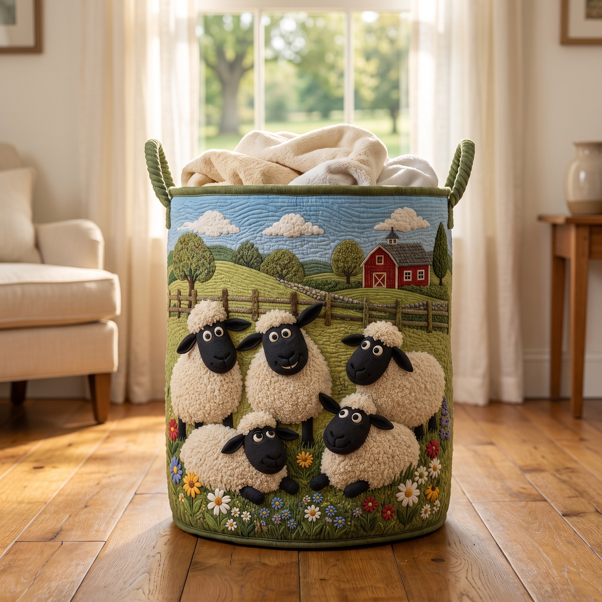 Noeleen's Handquilted Sheep Basket