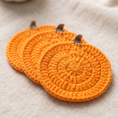 Pumpkin coasters stacked
