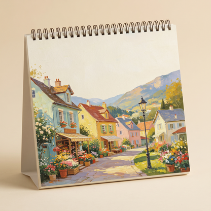 French Town Scenery edition - hand-painted 2027 wall calendar