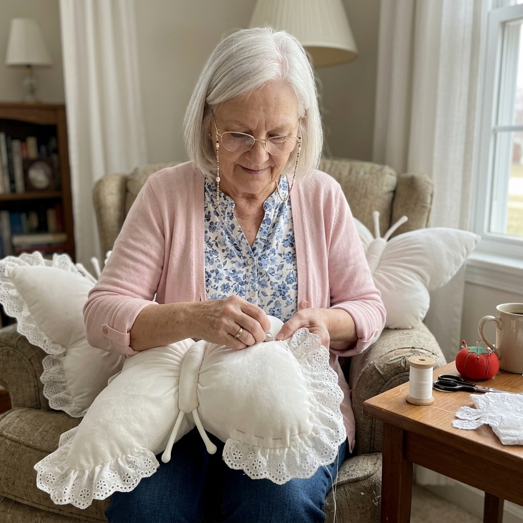 Diane's hand-sewn Butterfly Pillow