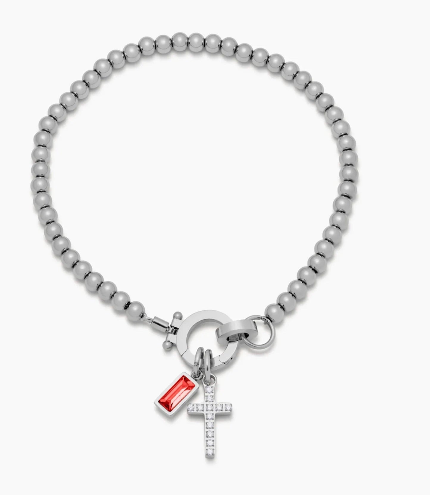 The Faith birthstone cross bracelet — detail