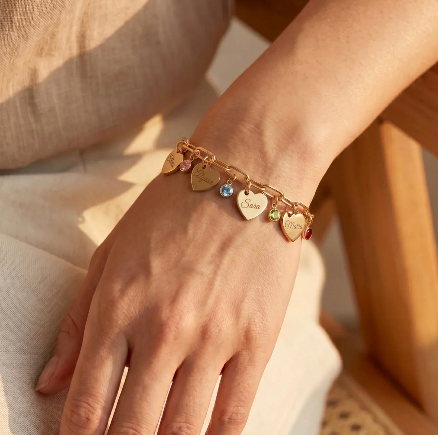 The Florence — mother and daughter wearing matching charm bracelets