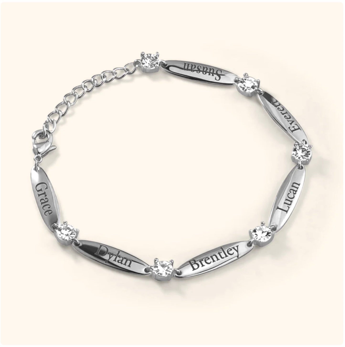 The Luna name bracelet — gold close-up
