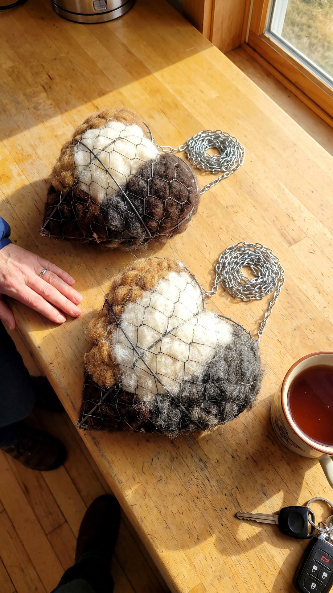 Two nesting hearts on a kitchen bench