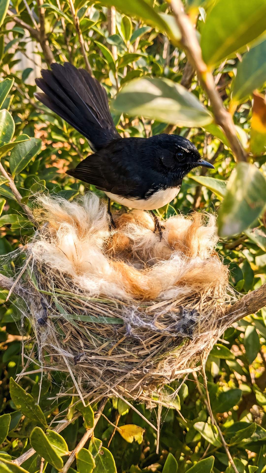 Wagtail nest lined with alpaca fleece
