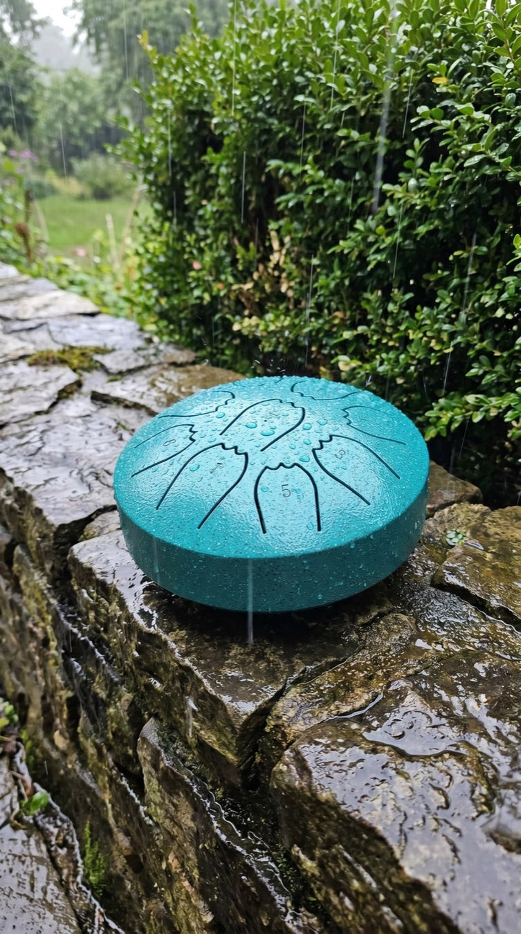 Rain drum on a dry stone wall