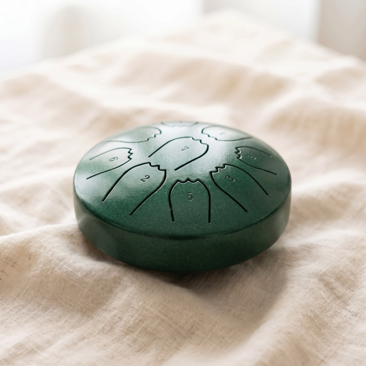 Rain drum, standard size, deep forest green pearl finish